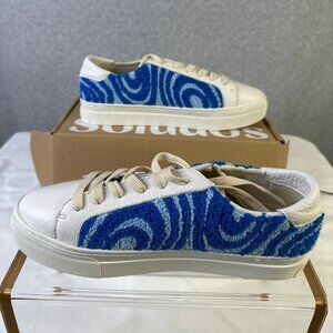 Soludos Ibiza Sneakers Women's Size 10M US Marine Blue Chrome Free Leather